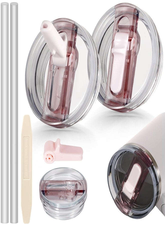 ANTAND 14 oz Flip Straw Lid Replacement for Stanley Cup Accessories, 2 Pack Leakproof Spill Proof Tumbler Lids Cover for 14oz Stanley Cups, Detachable No Spill Top Replacement(Rose Quartz,Rose Quartz) - Image 1